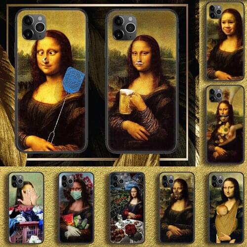 Mona Lisa Artist Painting Phone Case Cover Hull For iphone 5 5s se 2 6 6s 7 8 12 mini plus X XS XR 11 PRO MAX black luxury