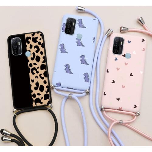 For OPPO A53 Phone Case Silicone Soft TPU Back Cover For OPPO A53S A32 OPPOA53 A 53 2020 6.5'' Fashion Lanyard Rope Fundas Coque