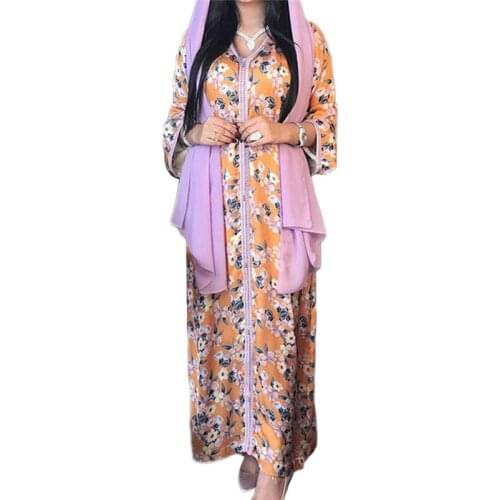 Elegant Ethnic Ribbon Maxi Dress for Women Moroccan Kaftan Dubai Turkey Muslim Long Sleeve Abaya Arabic Jalabiat Fall 2021 New