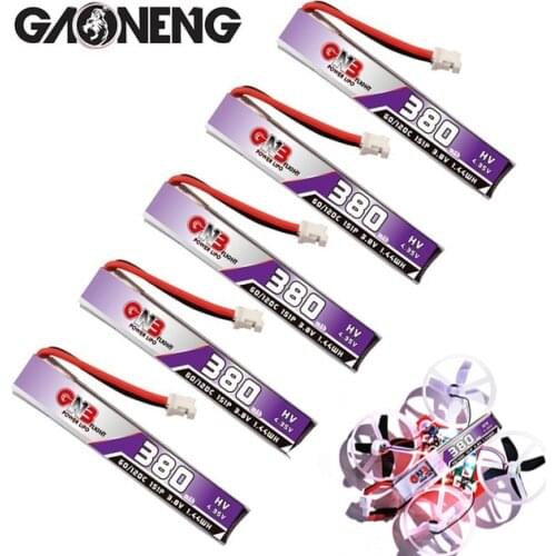 5pcs Gaoneng GNB FPV Batteries 380mAh 1S 3.8V 60C PH2.0 Plug 4.35V Lipo Battery Buy Any Group Give 2Pcs More Batteries of 300mah