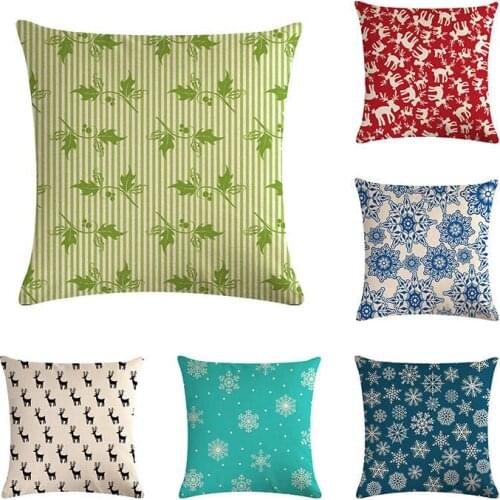 Geometric Snowflake Dear Line Cushion Cover Cotton Linen Pillow Case Dakimakura Decorative Pillows H722