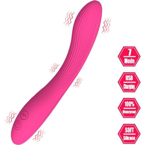 Flexible Silicone Female Masturbator Sex Toys for Women Lesbian Clitoris Stimulator Magic Wand 7 Modes Ripples Vibrator