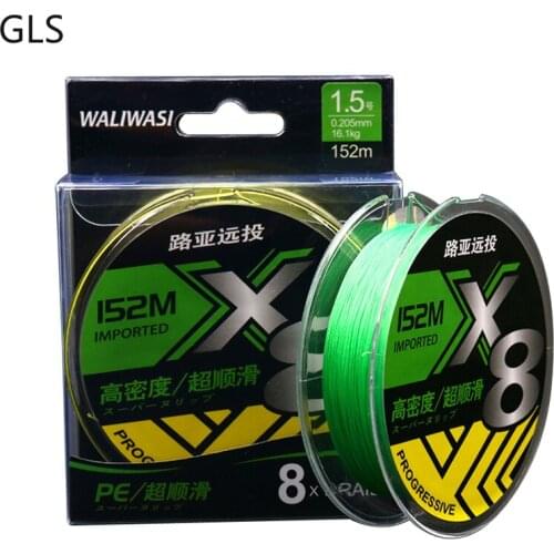 GLS Brand 102m 152m PE 8-strand Woven Smooth/Strong Multifilament Braided Fishing Line pesca