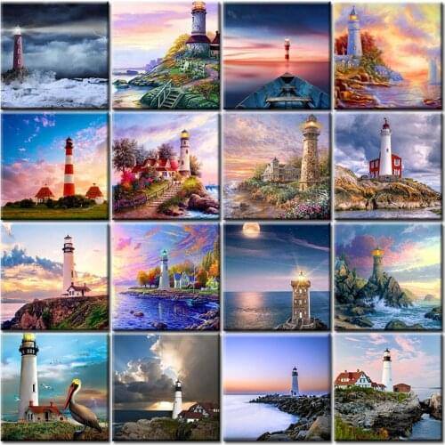 Landscape DIY Oil Painting By Numbers Kits Drawing Canvas Hand Painted Wall Art Pictures Coloring By Numbers Modern Decoration