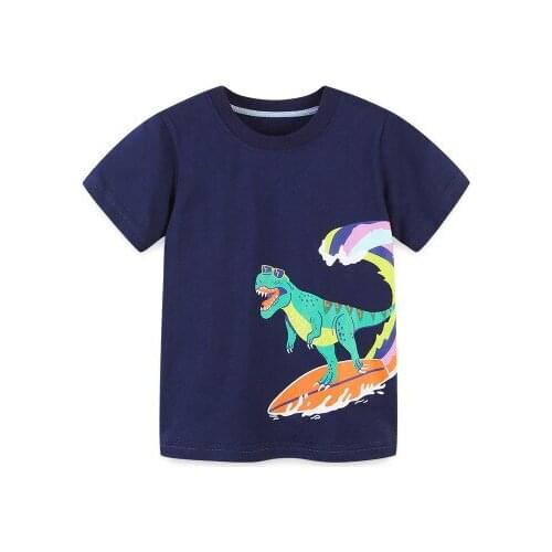 2021 Summer New Childrens Short-sleeved T-shirt Summer Boys O- Neck Cartoon Knitted Cotton Childrens T-shirt Pullover T Shirt