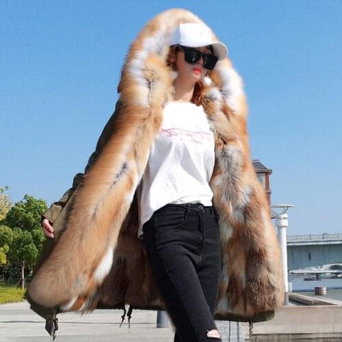 Maomaokong 2020 natural fox fur liner long outerwear new winter jacket Fox fur lining real fox fur collar coat parkas