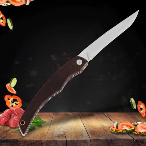 Multifunction Folding Pocket Mini Knife Wooden Handle Outdoor Knife Mini Quality Blade Easy To Carry Quickly Unfold The Blade