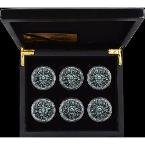 6per Tuvalu Zodiac Challenge Silver Coin with Black Box The Sign of Zodiac Constellation Colorful Souvenir Coins