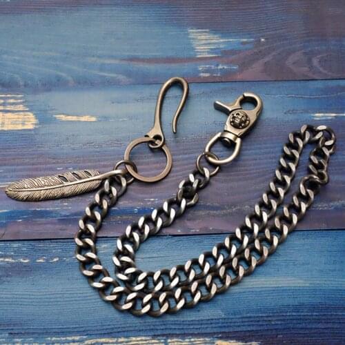 Male Pants Chain Punk Hip-hop Trendy Belt Waist Chain Ms bag chain Jeans Alloy Plating Trousers Chain With Metal Feathers