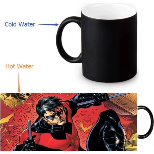 Nightwing Robin Heat Sensitive Color Transforming Magic Milk Tea Coffee Mug Cold Hot Heat Mugs