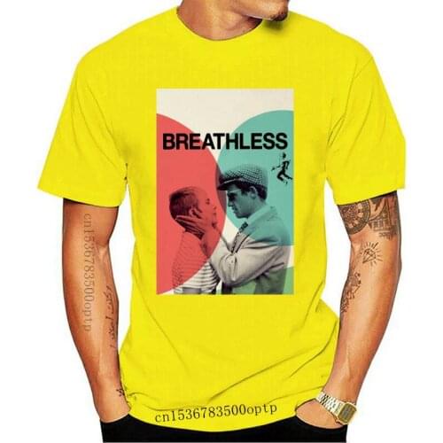 New Men tshirt BREATHLESS by Jean Luc Godard w Jean Seberg and Jean Paul Belmondo T Shirt women T-Shirt tees top