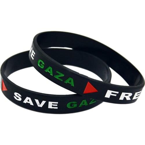 OBH 1PC Free Palestine Wrisbtand Save Gaza With Flag Silicone Bracelet Triangle Logo