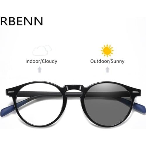 RBENN DESIGN Myopia Photochromic Glasses Men Women Anti Blue Light Computer Eyewear with CR-39 Lenses Chameleon Eyeglasses