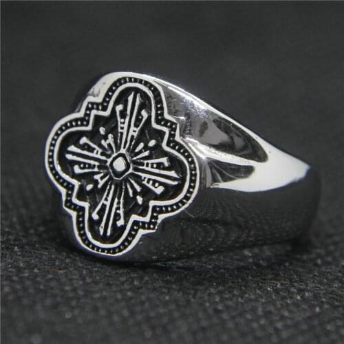 Drop Ship 7-13 Cool Polishing Flower Ring 316L Stainless Steel Party Mens Fashion Ring
