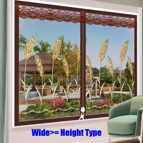 Wide Type Wheat Spike Door Window Mesh Screen Zipper Opening Yarn Air Tulle Fly Anti-Mosquito Net Curtain Removeable Washable