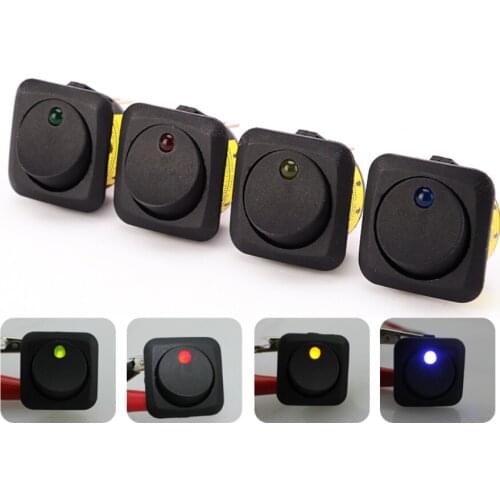 Universal 12V 25A square switch round key 3pin rocker switch on-off switch