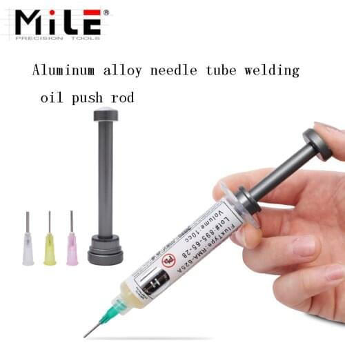 MILE Aluminum Alloy Solder Flux Needle Booster Pag-yos ng Flux Syringe Push Rod Rosin Solder Paste Booster Tool