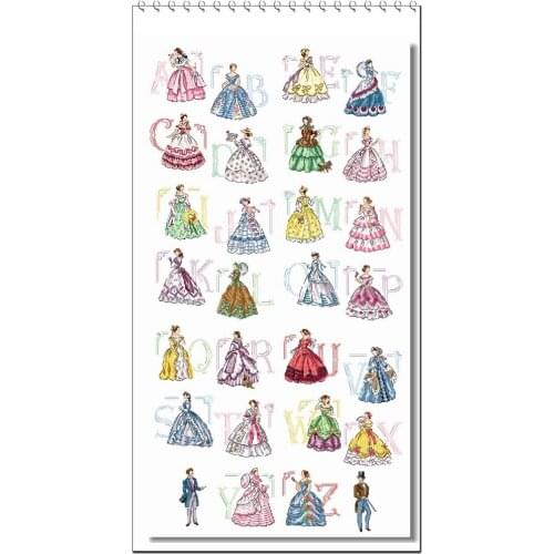 Cross stitch Handmade 14CT Counted Canvas DIY,Cross-stitch kits,Embroidery #Rococo Classical Characters ABC-51-88