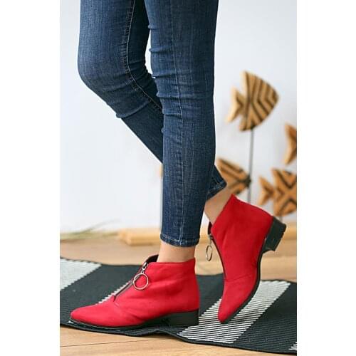 A950-20Kırmızı Nubuck Pink Potin Red Nubuck Women 'S boots A950-20