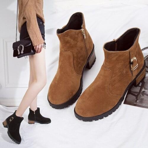Retro Ladies Martin Boots 2021 Autumn and Winter New Wild Non-slip Round Toe Nude Boots Side Zipper Ankle Boots Shoes Woman