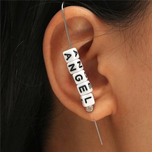 New Punk Fashion Brand English Alphabet Women earrings Personality Trend Square Crystal earrings for women Charm Gift 2021
