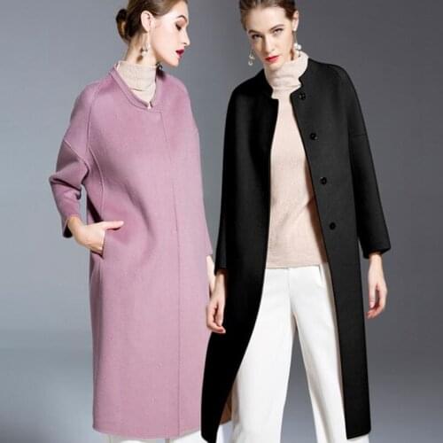 Winter Woolen Overcoat New Female wool Double Face Cashmere Jacket Women Autumn Ladies Outerwear Stand Collar Long Medium Coat