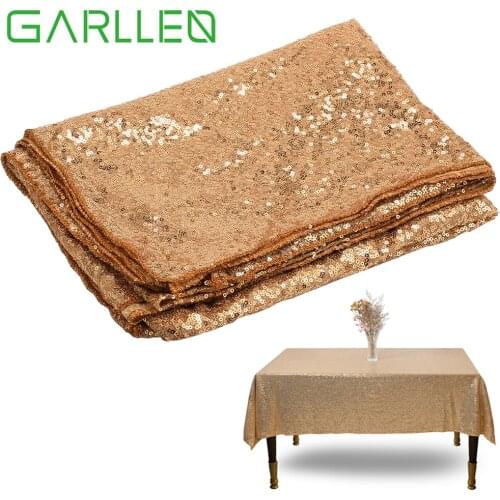 GARLLEN 180*120cm Gold Sparkly Sequin Tablecloth Backdrop Cloth Decoration for Wedding Birthday Party Dining Table Decoration