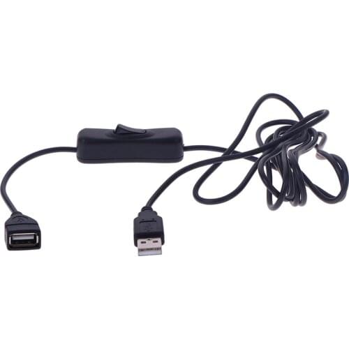 1Pc USB 2.0 Extension Line USB Cable Male To Female Switch ON OFF Cable Toggle LED Lamp Power Line 2m Plastic Black Wholesale
