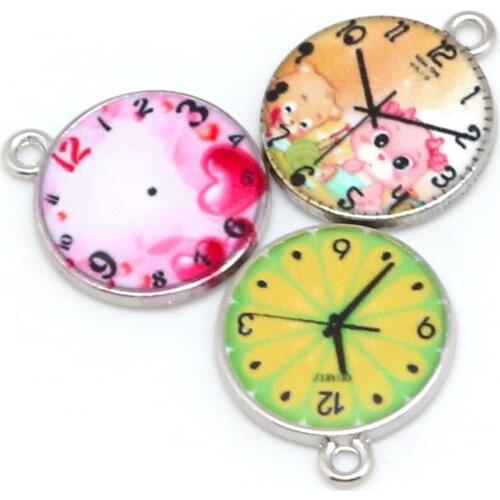 10pcs 18X21mm Clock Charms Pendant Necklace Rhodium Plated Party Decorations For Jewelry Making Finding Women Men