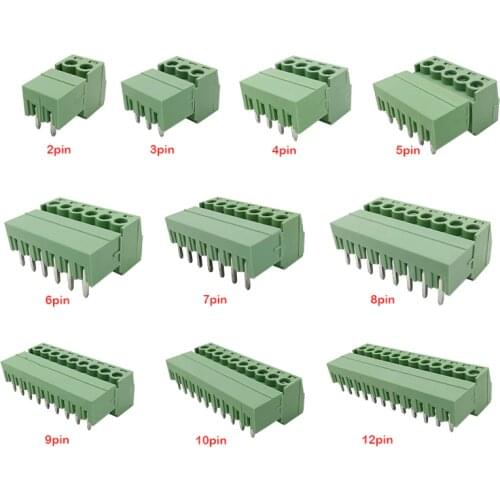 10pcs(5pair) PCB Screw Terminal Block Connector 15EDG 3.81mm KF2EDG Plug-Pin Right Angle Header Socket 2/3/4/5/6/7/8/9/10/12pin
