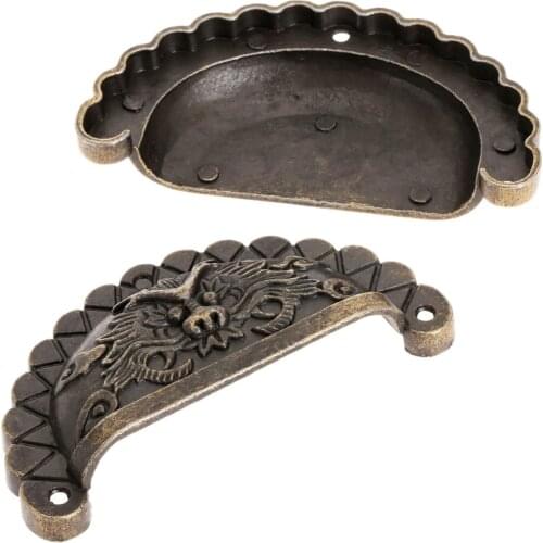 4Pcs Antique Bronze Handles Vintage Knobs and Pulls for Cabinet Dragon Shell Knobs Dresser Drawer Door Cupboard Pull Handle