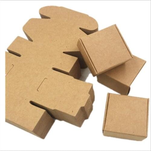 50pcs Blank Brown Cardboard Boxes Black/White/Kraft Paper Gift Box Handmade Soap Packaging Box