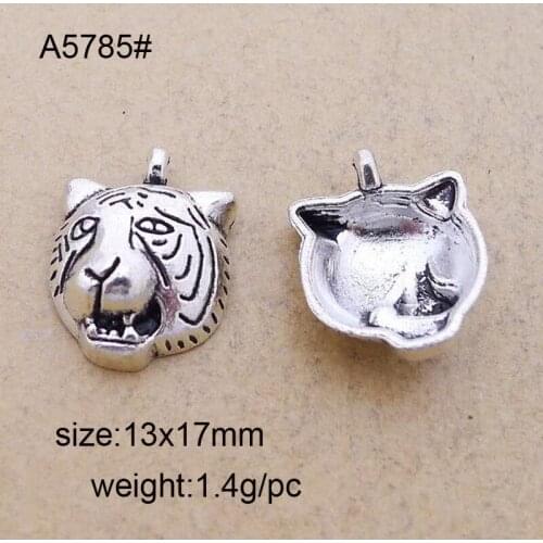 50pcs Antique Metal Tibetan Silver Charms Tiger Jewelry Pendants For DIY Necklace Bracelet Jewelry Findings 13*17mm