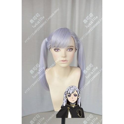 Anime Black Clover Noell Silva Cosplay Wig Long Gray Purple Heat Resistant Synthetic Hair Wigs + Wig Cap