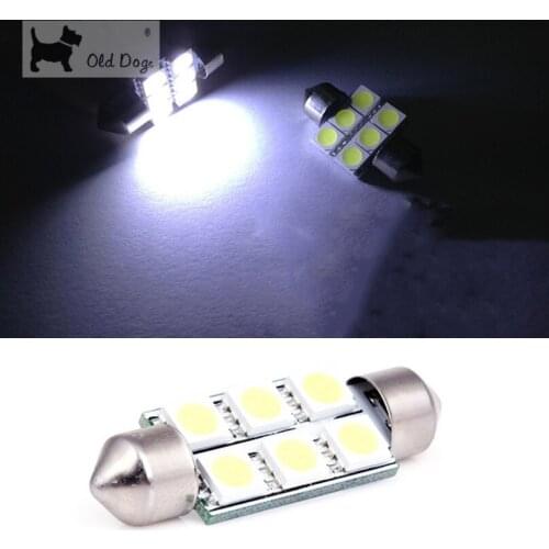 Car Flashing 100Pcs Car styling Festoon 6SMD 5050 led festoon LED light Interior Light Lamp Bulb For Car White 12V free shipping