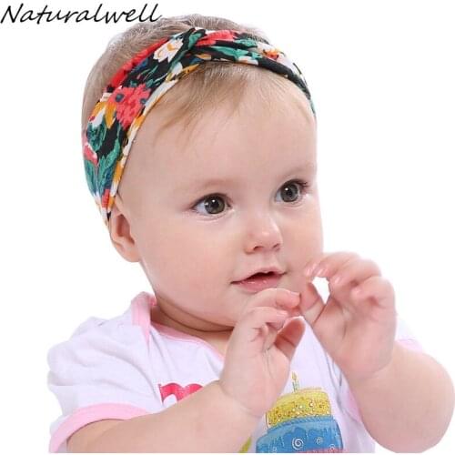 Naturalwell Baby Girls Cotton Bow Hairband Stretch Twist Headband Kids Turban Head Wrap Bandana Headwear Hair Accessories HB509