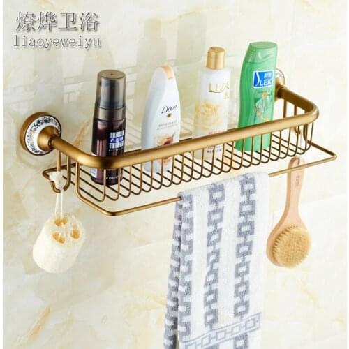 European Copper Antique Blue-and-White Porcelain with the Shelf Toilet Wall-Mounted Shelf Towel Bathroom