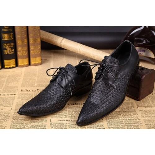 Formal real Leather Shoes Men Dress Business Shoes Male Geometric Red Oxfords Party Wedding Casual Mens Flats Chaussure Homme