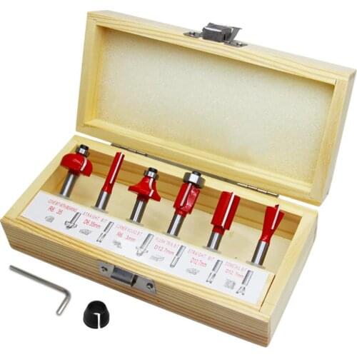 FOXBC Wood Milling Cutters 6.35mm Shank Tungsten Carbide Router Bits for Woodworking Tools Accessories 6 PACK