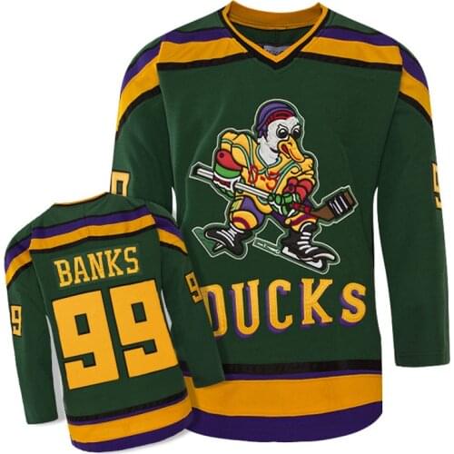 COLDOUTDOOR ducks hockey jersey with 99 and BANKS