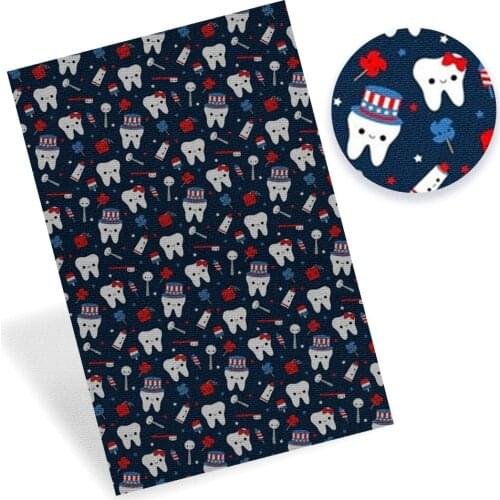 IBOWS Faux Synthetic Leather Sheet Tooth Protection Theme Printed Leather Fabric DIY Craft Bag Belt Dress Handmade 22*30cm/pc