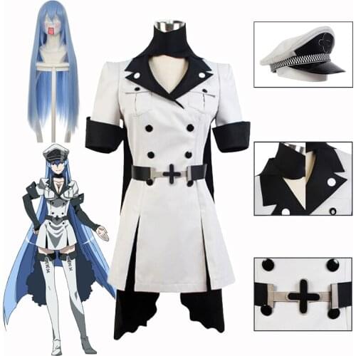 Anime Akame Ga KILL Esdese Cosplay Costumes Esdeath Coat Scarf Belt Hat Uniform Set Accessories Women Girls Halloween Party