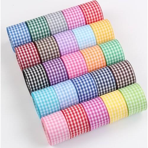 5Yards/Roll Plaid Ribbons Grosgrain Ribbon Gift Wrapping Polyester Ribbon Handmade DIY Bow Wedding Party Home Decor