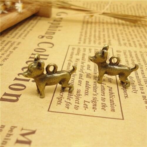 Hot selling 20 pieces/lot 15mm*18mm Antique Silver plated animal charms 3D dog charm for pandents jewelry making