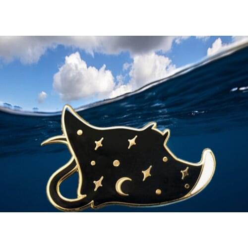 Manta Rays Enamel Pin Star Moon Brooch Devil Fish Badge Beautiful Sea Creatures Jewelry