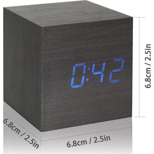 New Qualified Digital Wooden LED Alarm Clock Wood Retro Glow Clock Desktop Table Decor Voice Control Snooze Function Desk Tools