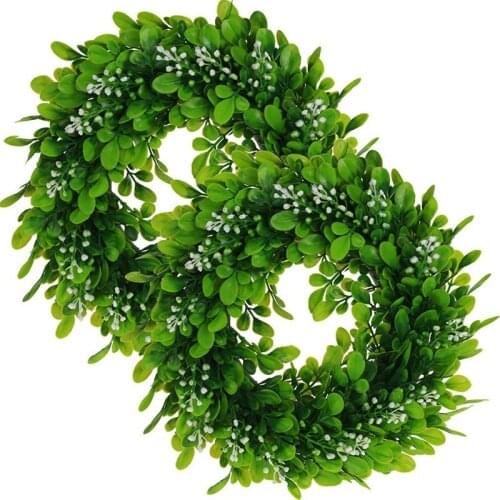 New Garland Door Decoration Artificial Boxwood Wreath Green Leaf Wreath,for Doors,Windows,Walls, Wedding Parties,Home Decor