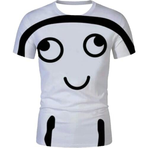 New fashion mens smiley face T-shirt 3D printing t-shirt summer fun short-sleeved plus size T shirt white tops hip-hop clothing