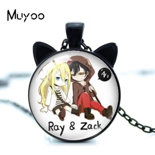 2021 New Arrival Angels of Death Anime Ray and Zack Characters Handmade Glass Dome Round Cat Pendant Necklaces