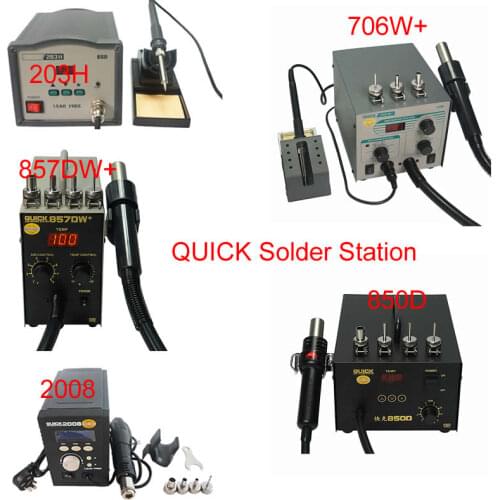 Original Quick 203H 706W+ 2008 850D 857DW+ Soldering Station Hot Air Gun Heater Helical Wind SMD Hot Rework Station